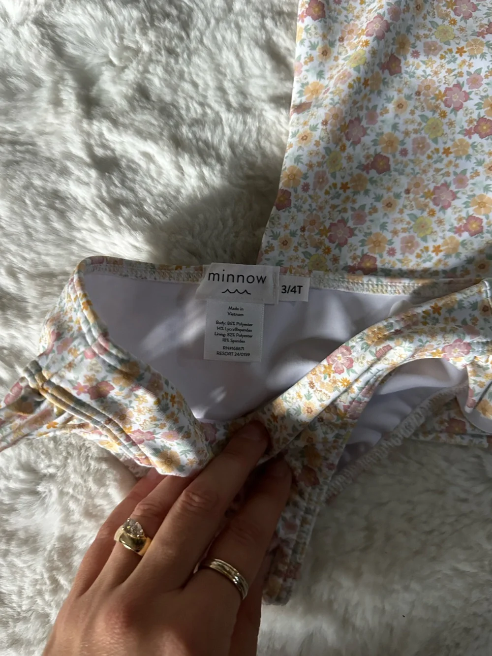Minnow Girls Marigold Rashguard Bikini Swim Suit Set Yellow 3T 4T
